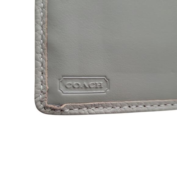 👛 COACH Light Gray Leather Vintage Wallet Turn Lock Pocket Card Holder - Picture 3 of 6